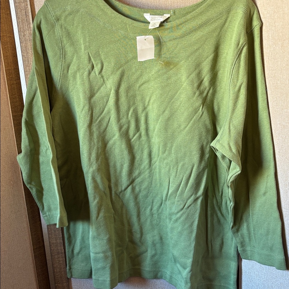 FINAL MARKDOWN Christopher & Banks Green Long Sleeve Top NWT xl